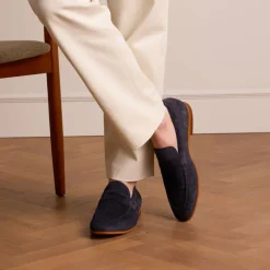 Manfield Navy suède loafers^Heren Loafers