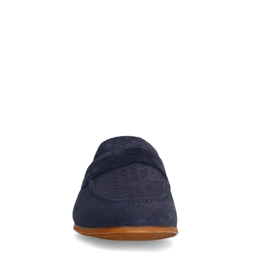 Manfield Navy suède loafers^Heren Loafers
