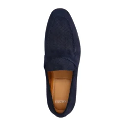 Manfield Navy suède loafers^Heren Loafers