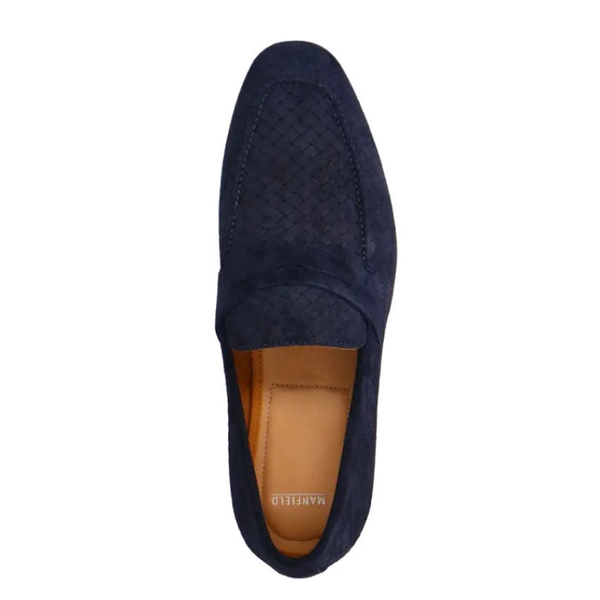 Manfield Navy suède loafers^Heren Loafers