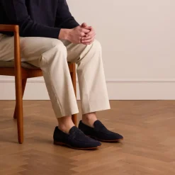 Manfield Navy suède loafers^Heren Loafers