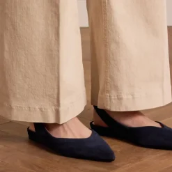 Manfield Navy suède slingbacks^DAMES Pumps|Slingbacks