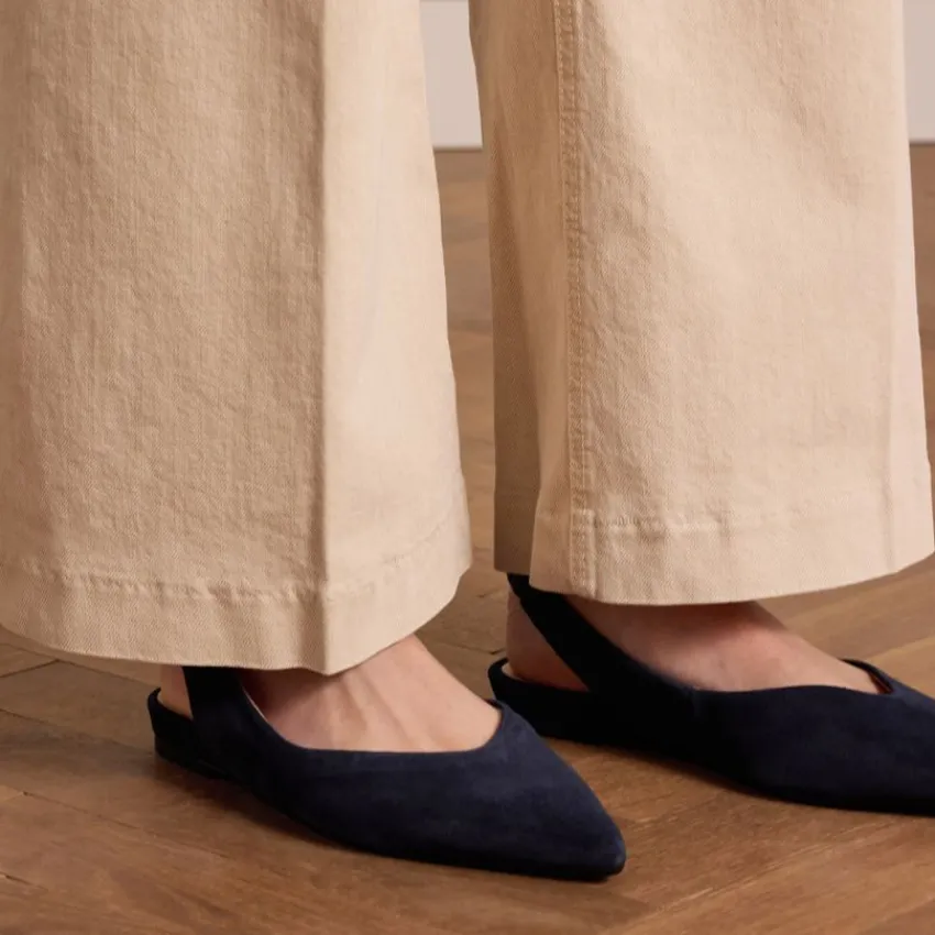 Manfield Navy suède slingbacks^DAMES Pumps|Slingbacks