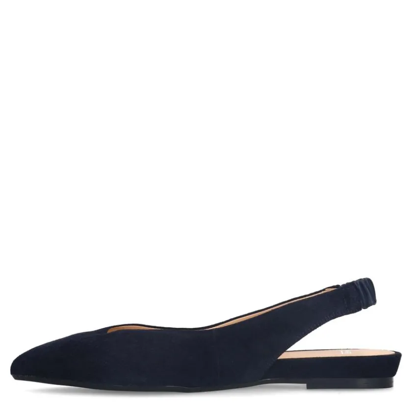 Manfield Navy suède slingbacks^DAMES Pumps|Slingbacks