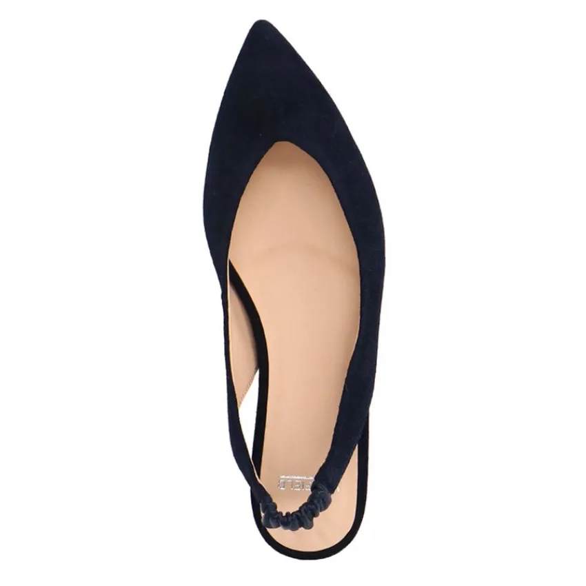 Manfield Navy suède slingbacks^DAMES Pumps|Slingbacks