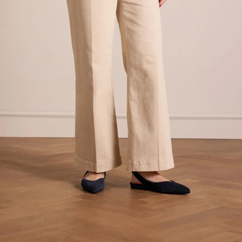 Manfield Navy suède slingbacks^DAMES Pumps|Slingbacks