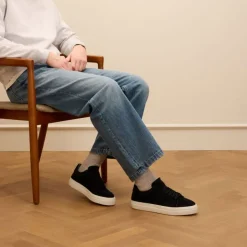 Manfield Navy suède sneakers^Heren Sneakers