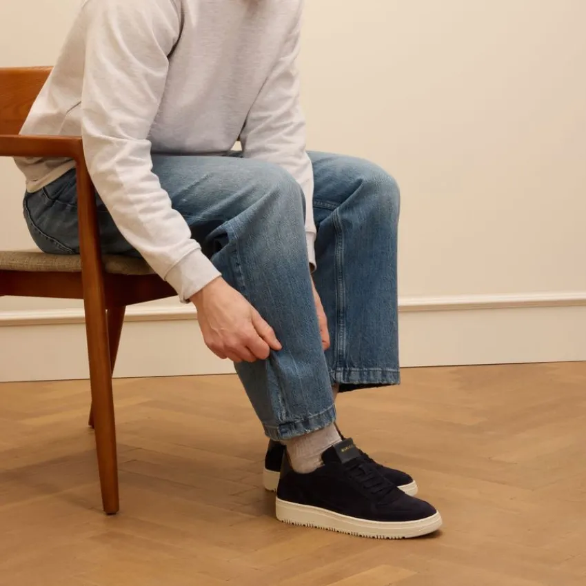 Manfield Navy suède sneakers^Heren Sneakers