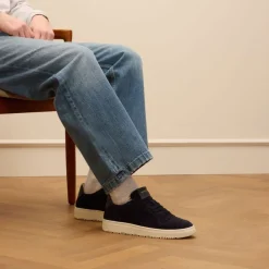 Manfield Navy suède sneakers^Heren Sneakers