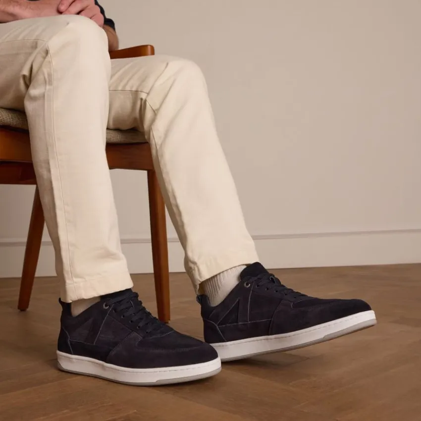 Manfield Navy suède sneakers^Heren Sneakers