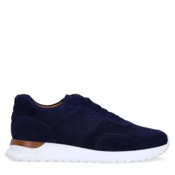 Manfield Navy suède sneakers^Heren Sneakers
