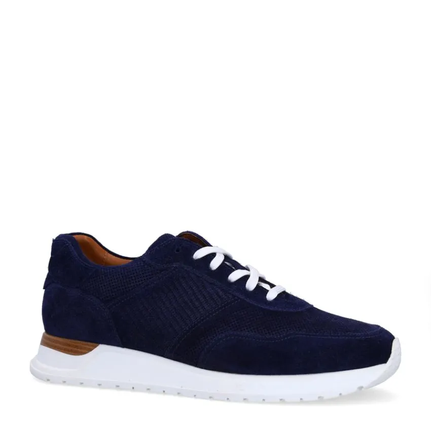 Manfield Navy suède sneakers^Heren Sneakers