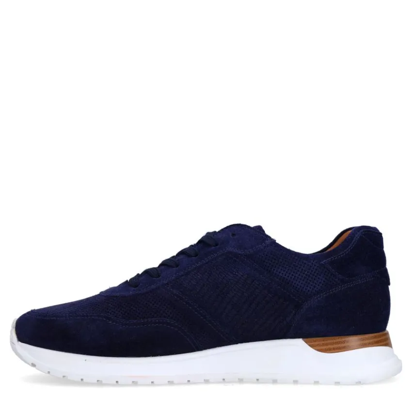 Manfield Navy suède sneakers^Heren Sneakers