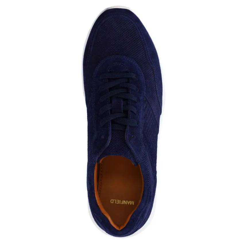 Manfield Navy suède sneakers^Heren Sneakers