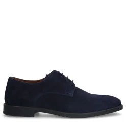 Manfield Navy suède veterschoenen^Heren Veterschoenen