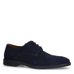 Manfield Navy suède veterschoenen^Heren Veterschoenen