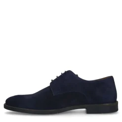 Manfield Navy suède veterschoenen^Heren Veterschoenen