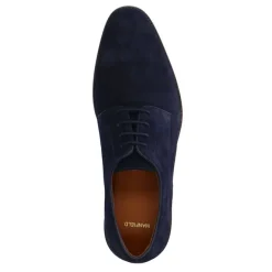 Manfield Navy suède veterschoenen^Heren Veterschoenen