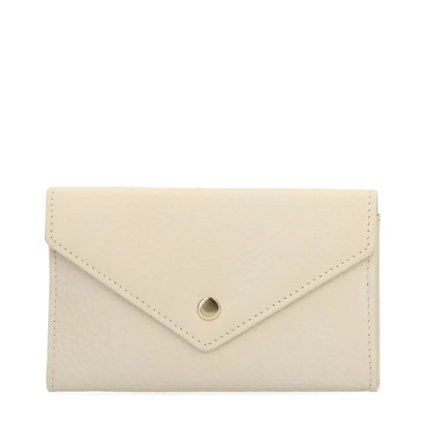 Manfield Off white leren portemonne^ Portemonnees