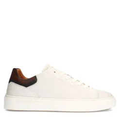 Manfield Off white leren sneakers met bruine details^Heren Sneakers