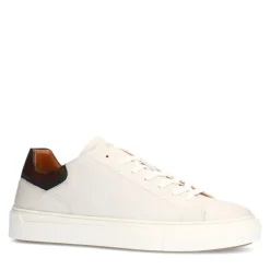 Manfield Off white leren sneakers met bruine details^Heren Sneakers