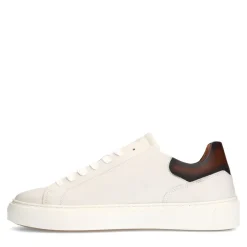 Manfield Off white leren sneakers met bruine details^Heren Sneakers