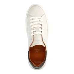 Manfield Off white leren sneakers met bruine details^Heren Sneakers