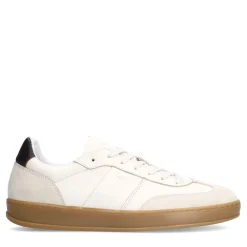Manfield Off white leren sneakers met suède details^Heren Sneakers