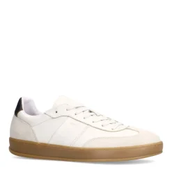 Manfield Off white leren sneakers met suède details^Heren Sneakers