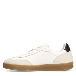 Manfield Off white leren sneakers met suède details^Heren Sneakers