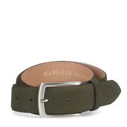 Manfield Olijfgroene suède riem^ Riemen