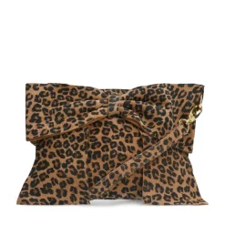 Manfield Panter suède schoudertas^ Schoudertassen