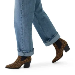 Manfield Panterprint leren cowboy laarzen^DAMES Enkellaarsjes