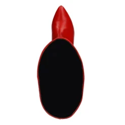 Manfield Rode hoge leren laarzen met hak^DAMES Laarzen