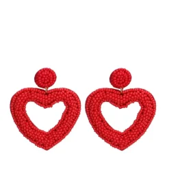 Manfield Rode kralen hartjes oorbellen^ Sieraden