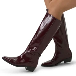Manfield Rode lakleren hoge laarzen^DAMES Laarzen