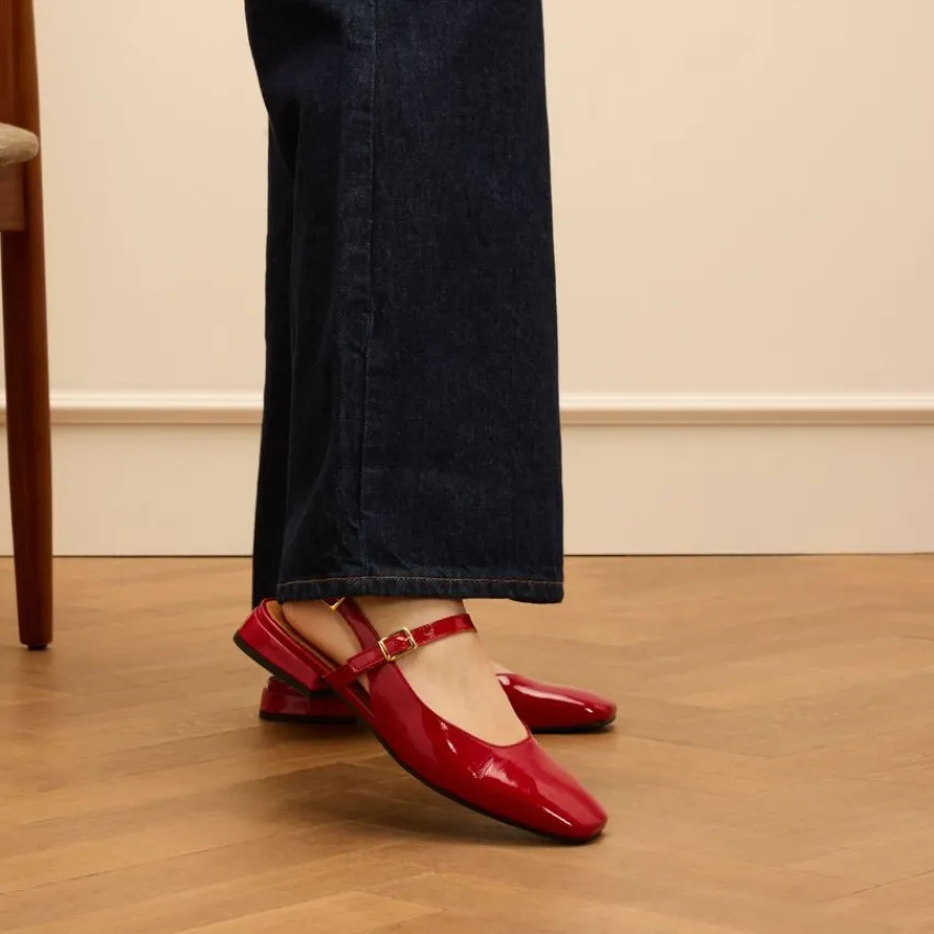 Manfield Rode lakleren slingbacks^DAMES Pumps|Slingbacks