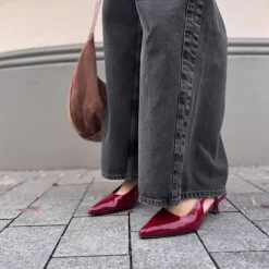 Manfield Rode lakleren slingbacks^DAMES Pumps|Slingbacks