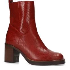 Manfield Rode leren enkellaarsjes met hak^DAMES Enkellaarsjes