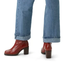 Manfield Rode leren enkellaarsjes met hak^DAMES Enkellaarsjes