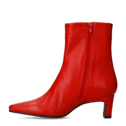 Manfield Rode leren enkellaarsjes met hak^DAMES Enkellaarsjes