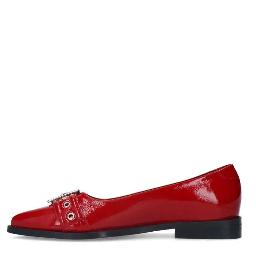 Manfield Rode leren loafers^DAMES Loafers