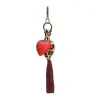 Manfield Rode leren sleutelhanger met panter hartje^ Bag Charms