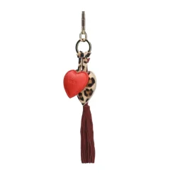 Manfield Rode leren sleutelhanger met panter hartje^ Bag Charms