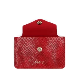Manfield Rode slangenprint pasjeshouder^ Portemonnees