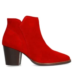 Manfield Rode suède enkellaarsjes met hak^DAMES Enkellaarsjes