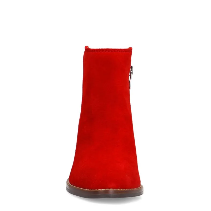 Manfield Rode suède enkellaarsjes met hak^DAMES Enkellaarsjes