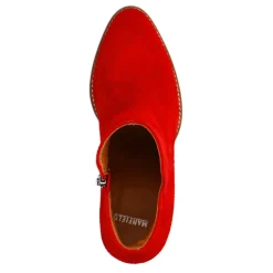 Manfield Rode suède enkellaarsjes met hak^DAMES Enkellaarsjes