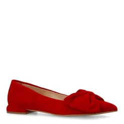 Manfield Rode suède loafers met strik^DAMES Loafers