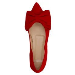 Manfield Rode suède loafers met strik^DAMES Loafers